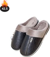 Livano Warme Pantoffels - Sloffen - Slippers - Dames - Heren - Pluche - Maat 42.5 - Zwart