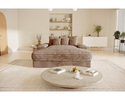 Bigsofa American jmb small- Taupe- dikke ribstof- zetelsenbedden