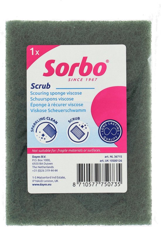 Foto: Sorbo schuurspons viscose groen sterk schuuroppervlak absorberend