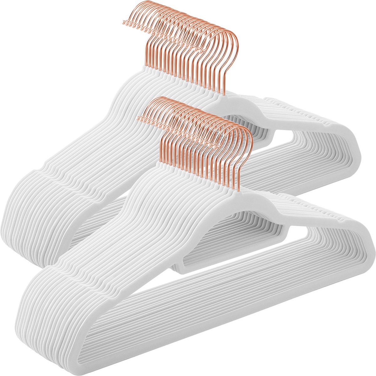 Kleerhangers set van 50 gemaakt van wit fluweel