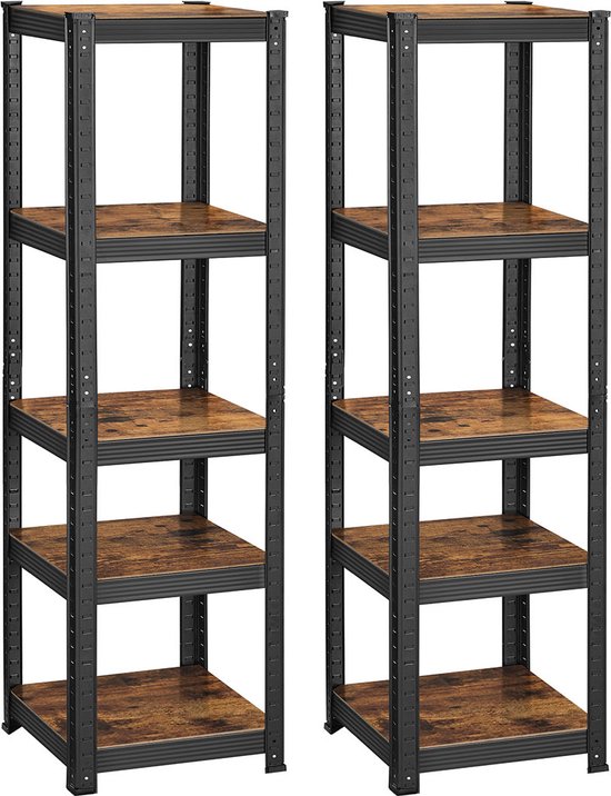 Keter Set of 2 shelves 60/5, black, 5 shelves, maximum load each 20 kg, 60 x 30 x 174 cm