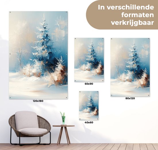 Affiche de jardin 120x180 cm - Décoration de jardin Forêt - Hiver - Nature - Abstrait - Neige - Affiche pour le jardin - Décoration extérieure - Tableau de jardin clôture - Décoration murale sur toile de jardin - Décoration murale sur toile de balcon