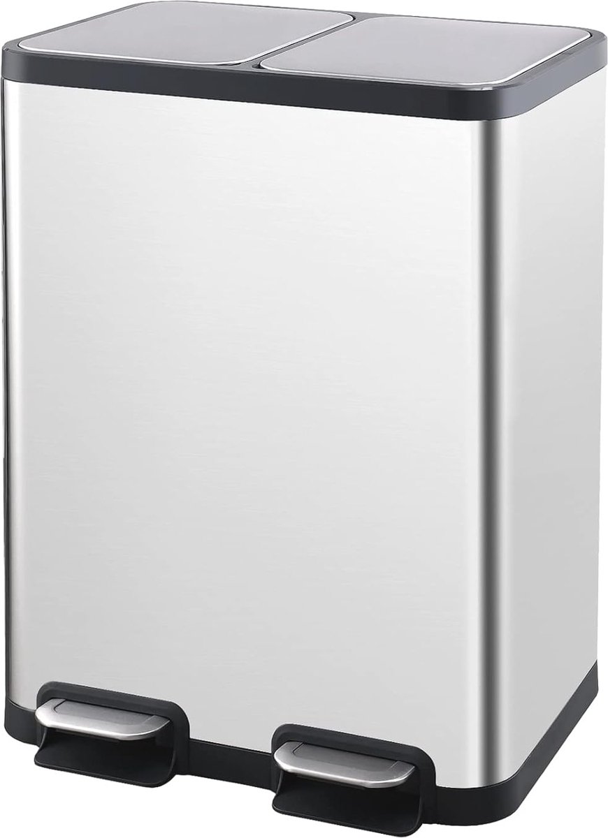 Goedkoopste Keukenafvalemmer met twee compartimenten en afneembare deksels - 7 x 2 liter