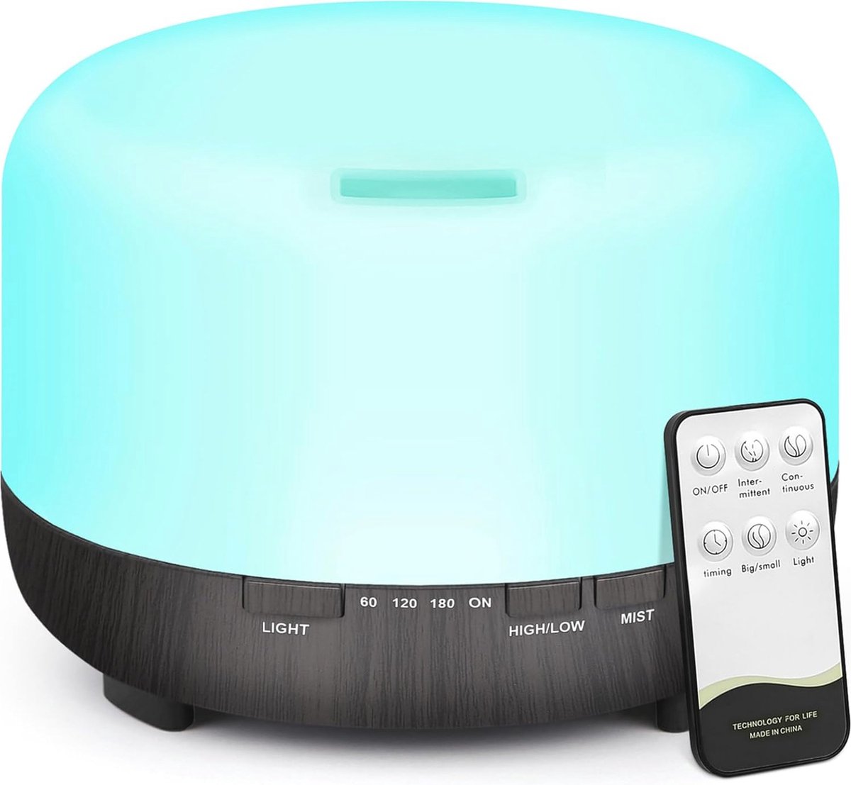 Ultrasone Aromadiffuser met 500 ml Capaciteit - Aromatherapie en Luchtbevochtiger met LED
