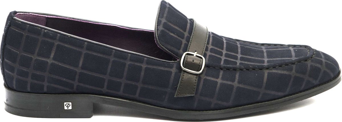 Zerba - Heren Instappers - Donker Blauw - Nubuck Leer - Maat 40 - Nozarego