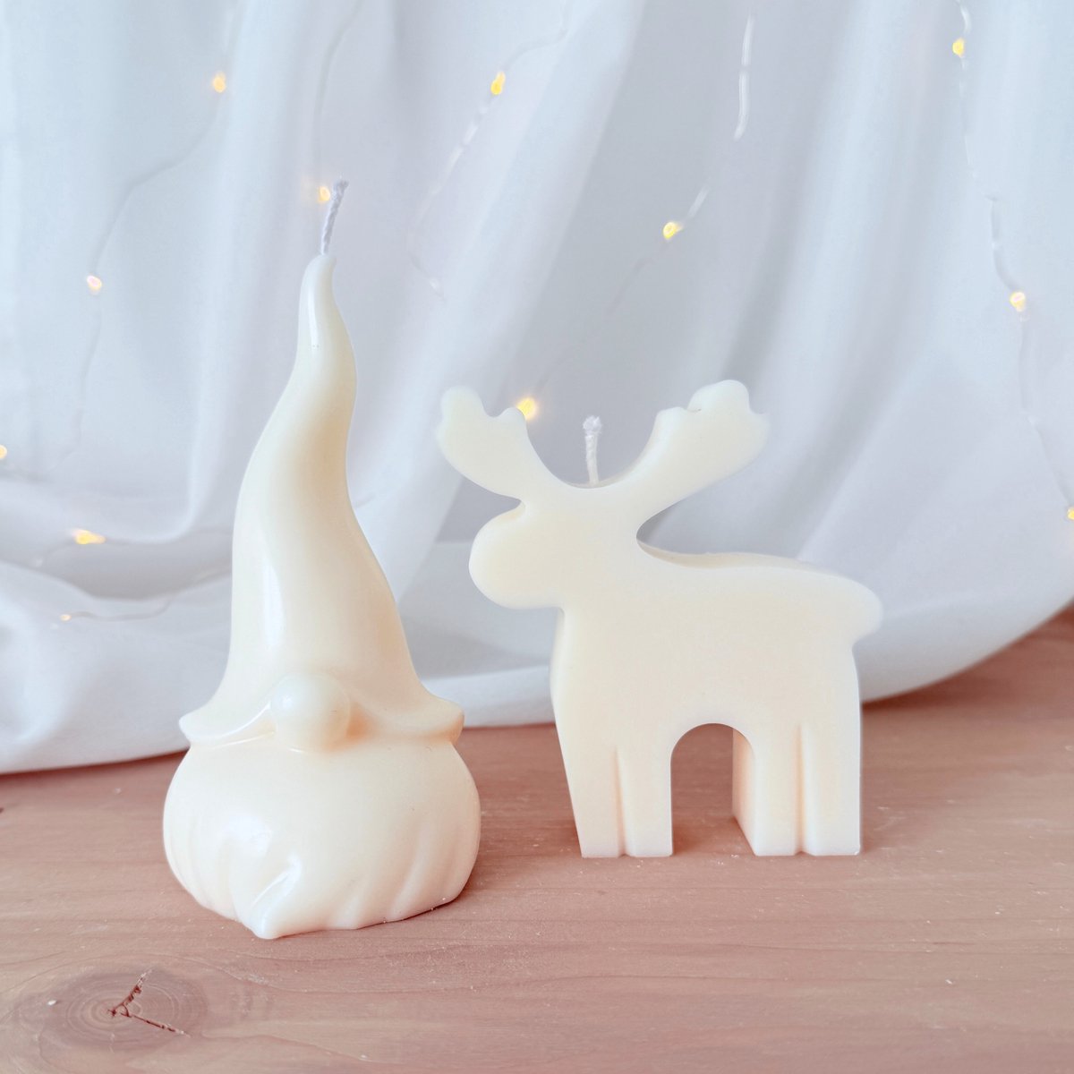 Kerstkaarsen- 2 Kaarsen voor Kerstmis- Gnoom Kaars- Rendier Kaars