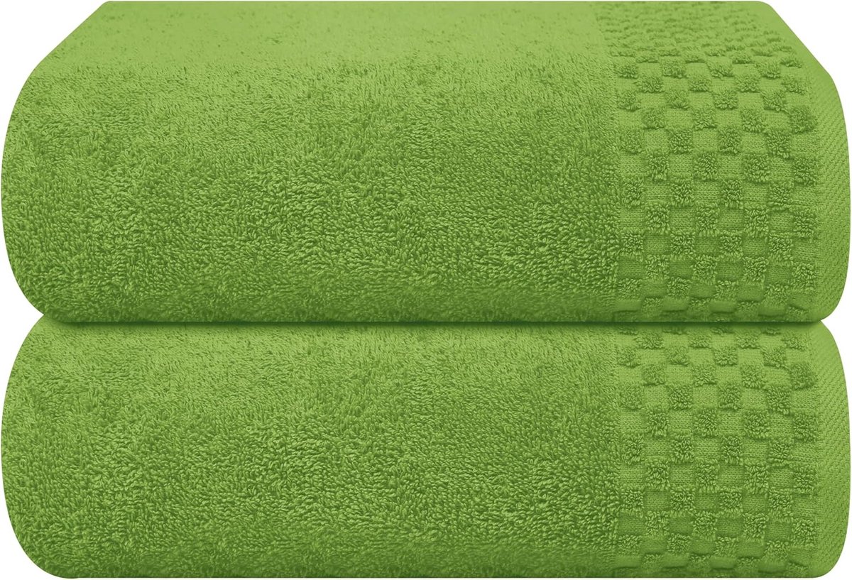 Goodivery ® Zacht en Absorberend Set van 2 Grote Badhanddoeken in Kiwi Groen, 70 x 140 cm