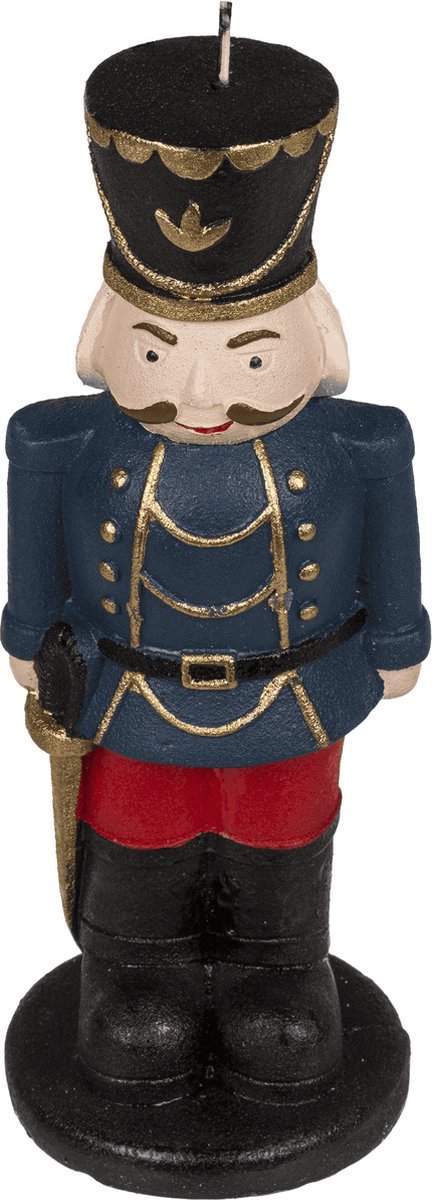 Kerst kaars notenkraker blauw 21cm hoog