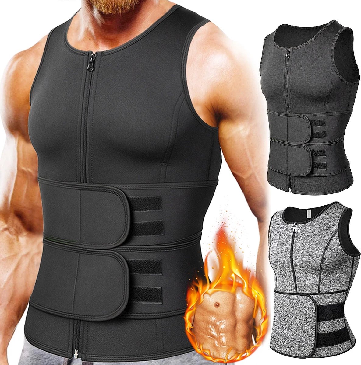 Goedkoopste Mannen Body Shaper Taille Trainer Vest maat M- Afslanken Sauna Zweet Vest Compressie Ondershirt voor Vetverbranding, Shapewear en Workout