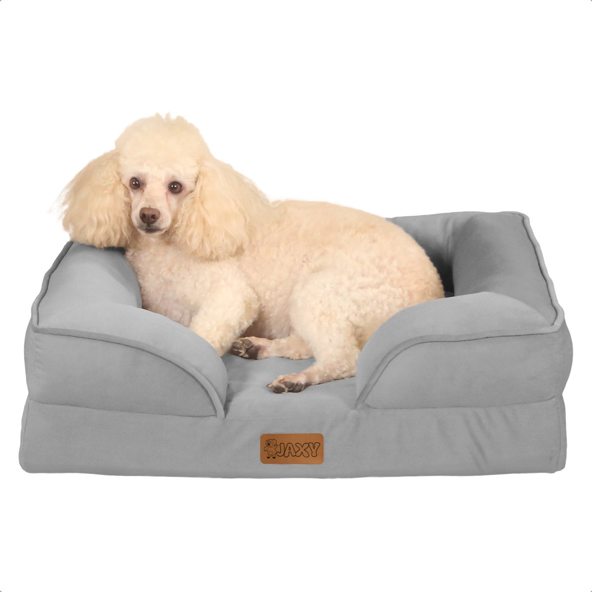 EHEYCIGA Orthopedisch Hondenbed Kleine Honden, Memory Foam Wasbaar en Waterdicht Hondenmand met 4 Randen, Hondenbank Hondenbank Antislip, Bruin, 76x51x16.5 cm