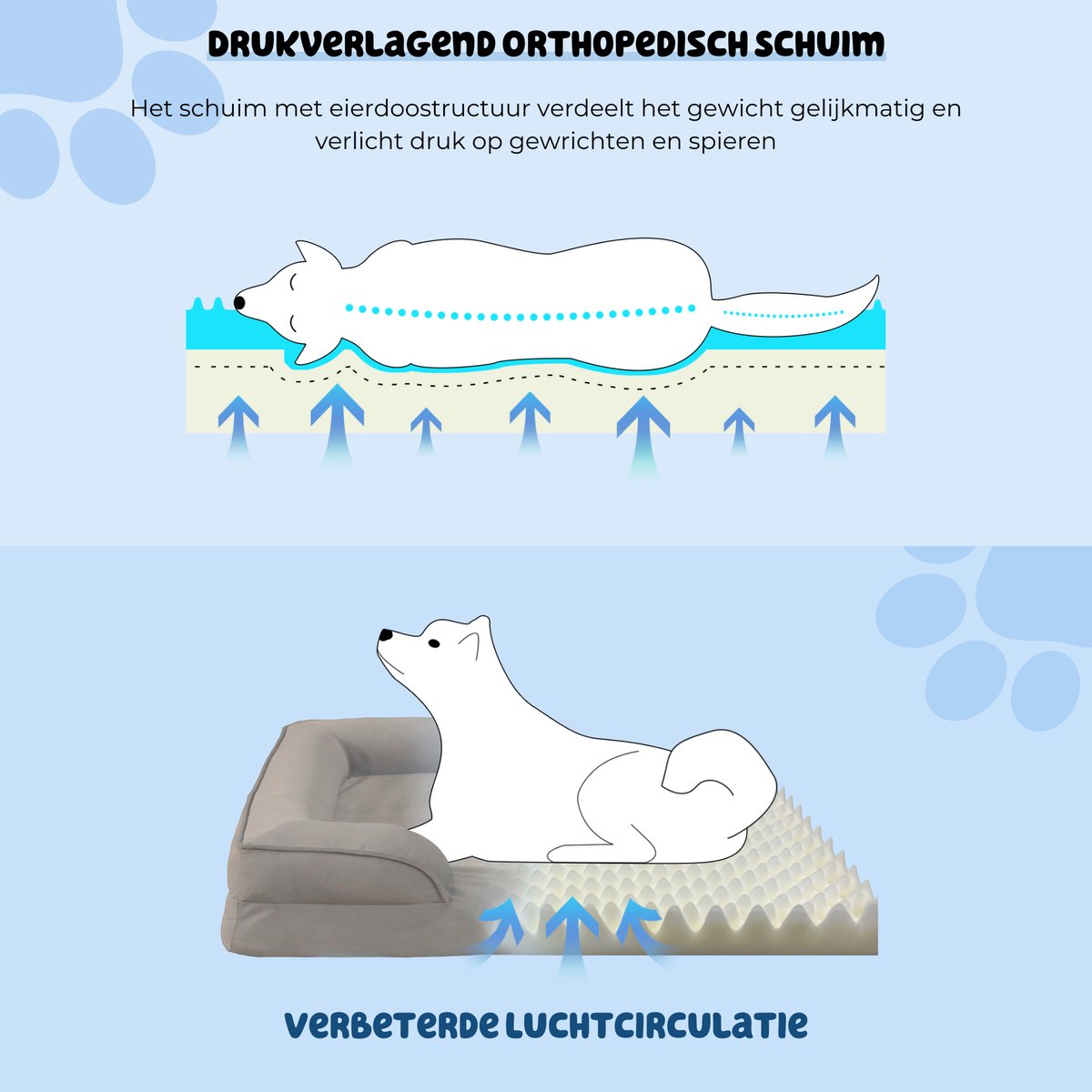 JAXY - Orthopedisch Hondenbed - Hondenmand - Hondensofa - Anti-Slip en Wasbaar - 107 x 81 x 16,5 - XL - Grijs thumbnail 2