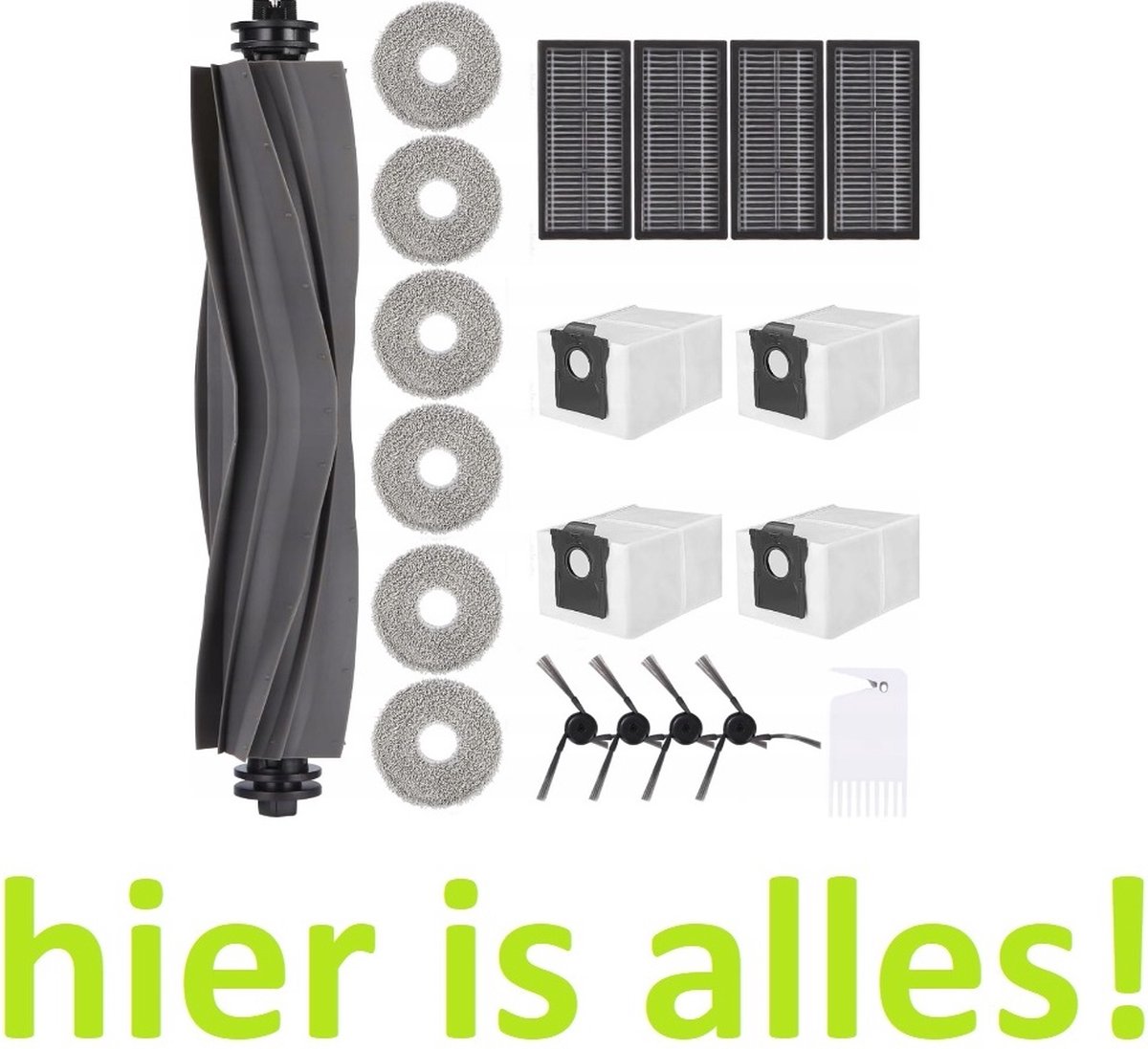 GROOT KIT met onderdelen compatibel met Dreame X40 - mop dweilen filters borstels zakken - Hoogwaardige vervanging voor: Dreame X40 - Accessoires - reserveonderdelen - 20 onderdelen - hier is alles!