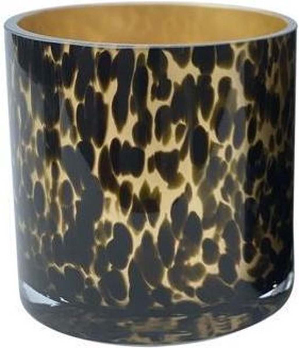 Vaas Cheetah Gold | Goud met zwarte vlekken | Mond geblazen glas | Ø15 x H15 cm