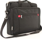 Bol.com Laptoptas - 15 inch - Schoudertas - Zwart/Rood - Bescherming tegen vallen en stoten aanbieding