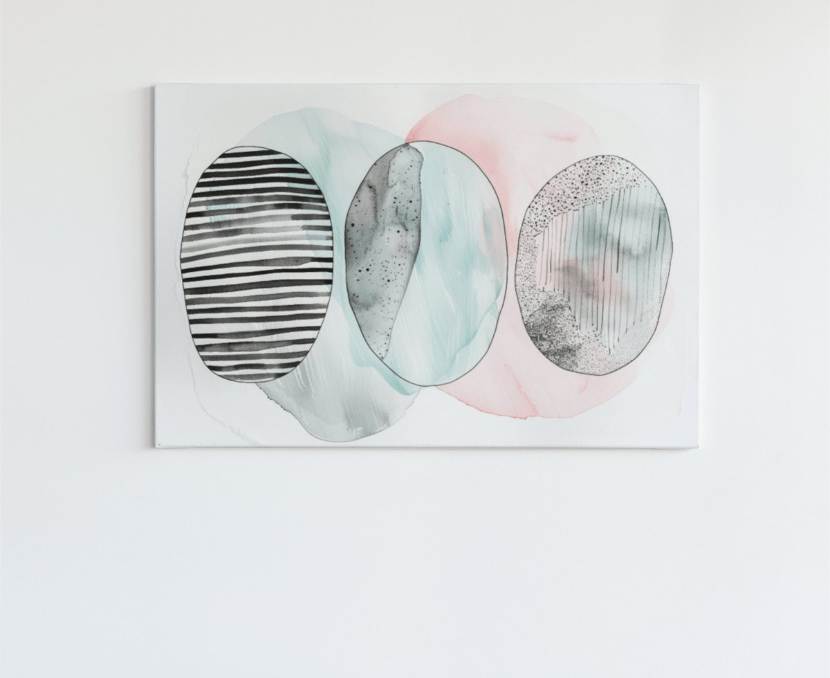 Trendex Global Canvas Schilderij - Abstracte Aquarel - Kunst - Wanddecoratie - 150x100x2 cm Groen