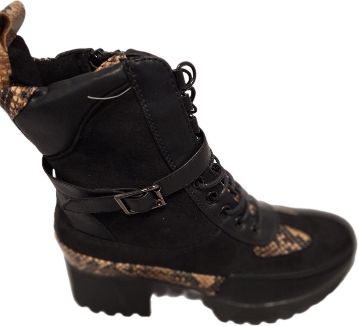 LUCKYSHOES-BIKERBOOTS-SUEDELOOK/SNAKE-PLATEAUZOOL 4 CM-39