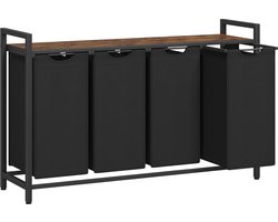 MIRA Home - Wasmand - 4-vaks wasmand - Zwart - 13x116x72cm