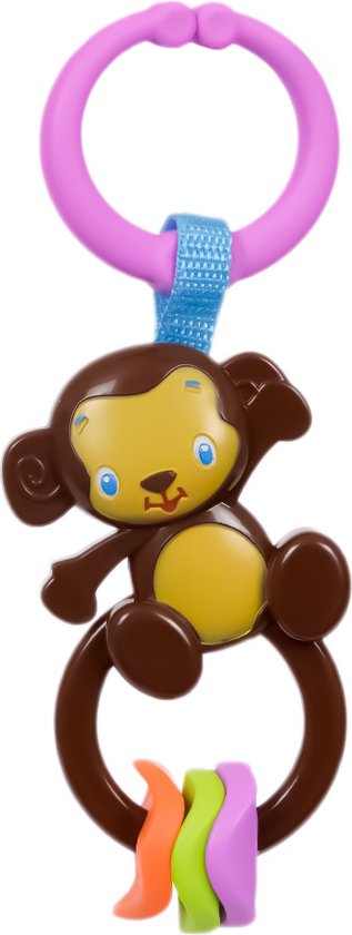 Speelgoedtopdeals - Rammelaar Hangspeeltje Buggyspeeltje - Aap met Ringen