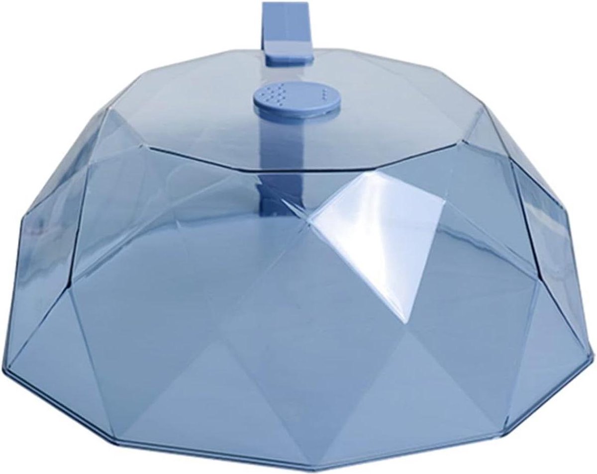 Geometrische magnetron spatbord deksel met stoom ventilatieopeningen - stofdicht - blauw - voor lade pan kom