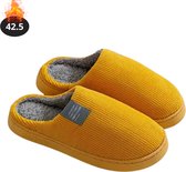 Livano Warme Pantoffels - Sloffen - Slippers - Dames - Heren - Pluche - Maat 42.5 - Geel