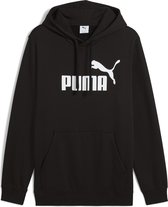 Zwarte PUMA hoodie met wit PUMA logo op de borst en een kangoeroezak.