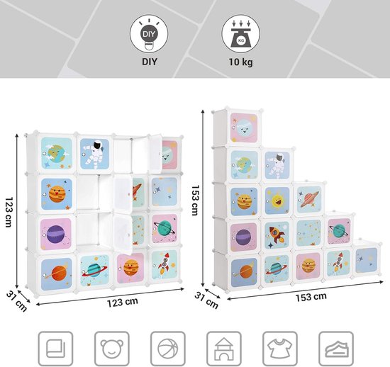 2x vakkenkast, met 6 vakken, als roomdivider, voor speelgoed, schoenen, HxBxD: 110 x 110 x 35 cm, open kast, wit