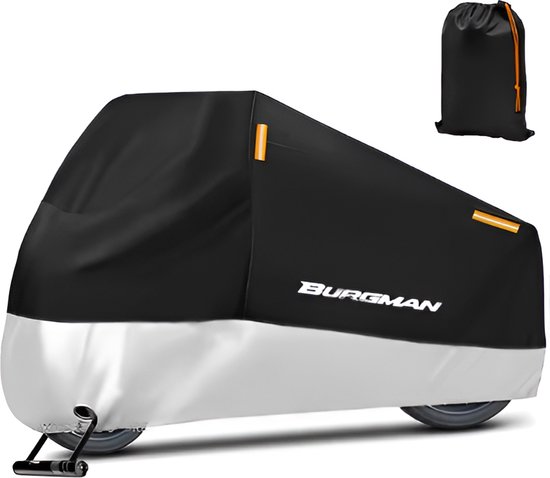 E-shop4u® - Motorhoes - Waterdicht - Outdoor Regen Protector Covers - UV Bescherming - Burgman 400/650/125 - 2XL for 210-220cm - Zilver Met Logo