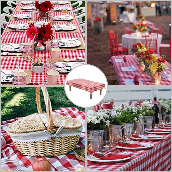 Gingham Tablecloths 54 x 108 Inches Disposable Rectangle Covers for