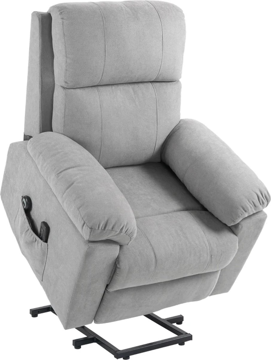 Massagestoel - Relaxfauteuil - Zetel - Sta op stoel elektrisch - Stof - 1 persoons - Met armleuning - Zeer comfortabel - Elektrisch - Donkergrijs