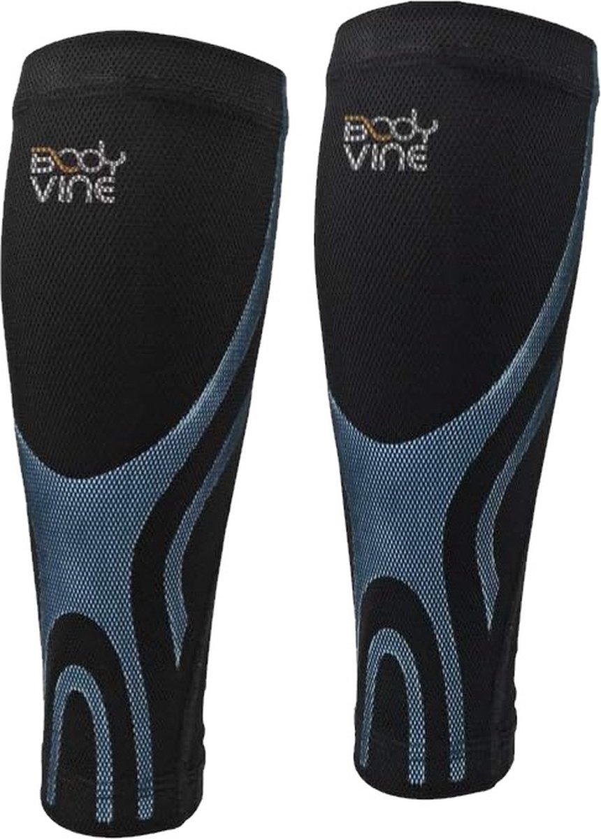 Bodyvine – Kuitbandage Sport – Compressie en ondersteuning bij kuit blessures (2 stuks) - L - Zwart