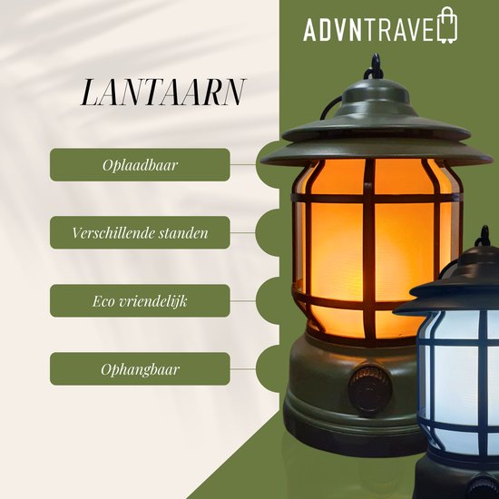 ADVNTravel® - camping lantaarn - oplaadbaar 1200 Mah - Solar tuinverlichting - Tuinverlichting buiten - Verschillende standen — afbeelding 2