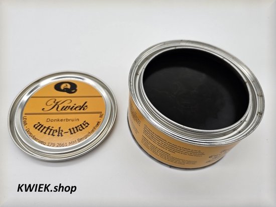 KWIEK antiekwas - DONKERBRUIN - de echte onderhoudswas volgens oudhollands recept - 375 ml - makkelijk in gebruik - meubel - antiek - meubelwas - bijenwas - boenwas - terpentijnwas - kleur midden bruin - De Enige Echte KWIEK was
