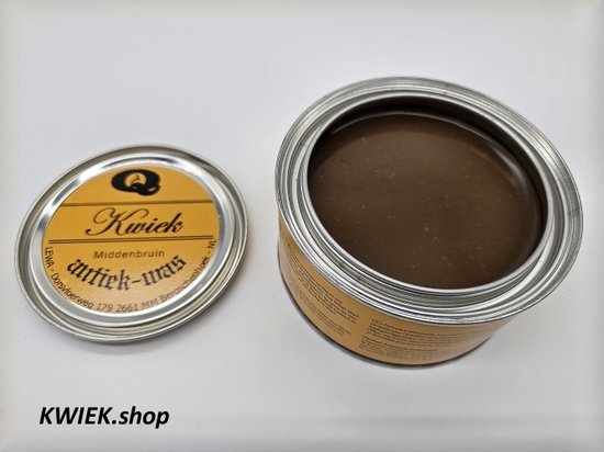 KWIEK antiekwas - MIDDENBRUIN - de echte onderhoudswas volgens oudhollands recept - 375 ml - makkelijk in gebruik - meubel - antiek - meubelwas - bijenwas - boenwas - terpentijnwas - kleur midden bruin - De Enige Echte KWIEK was