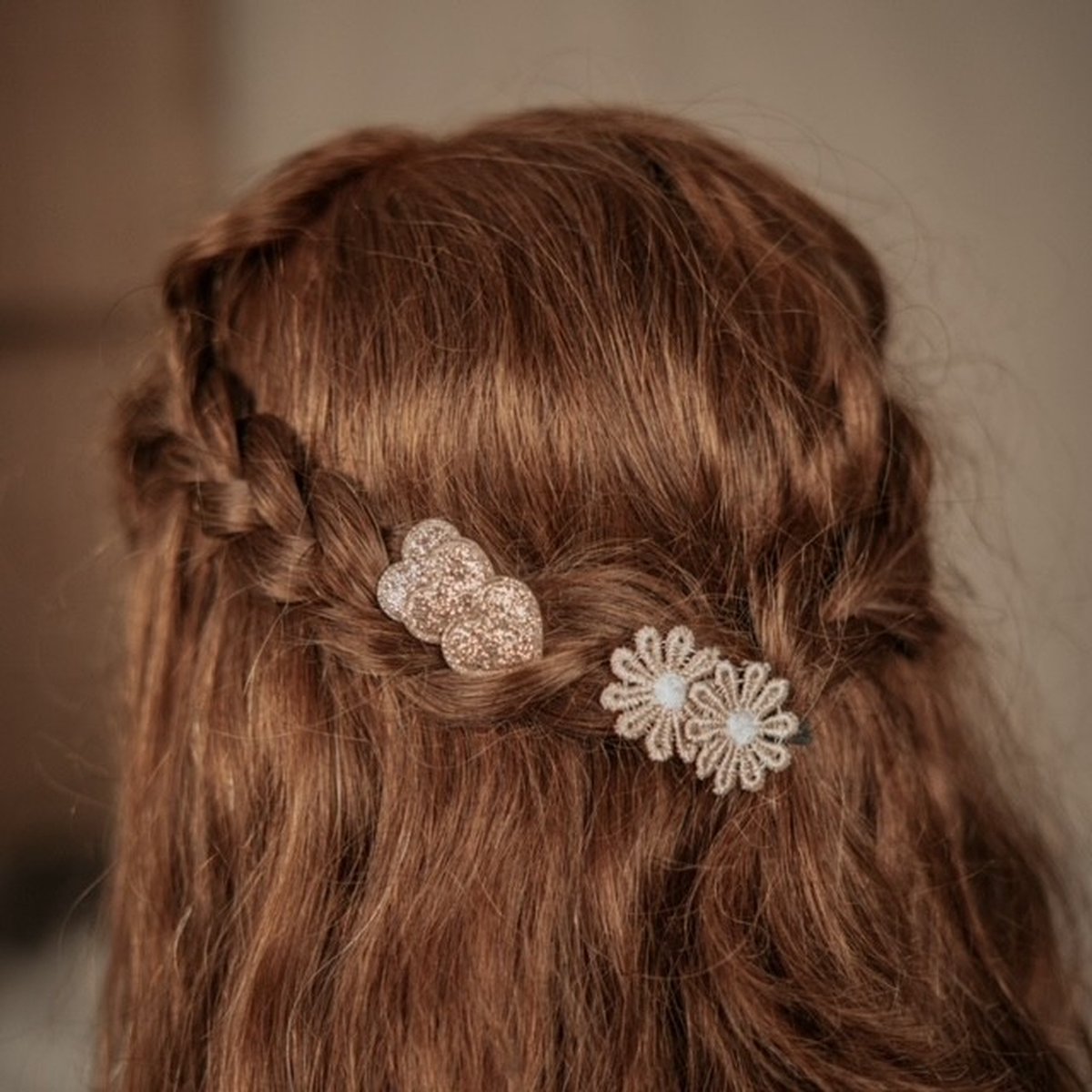 Haarspeldjes Meisje – Antislip - Baby - Bloemen - Hartjes - Goud - Glitter - 2 stuks