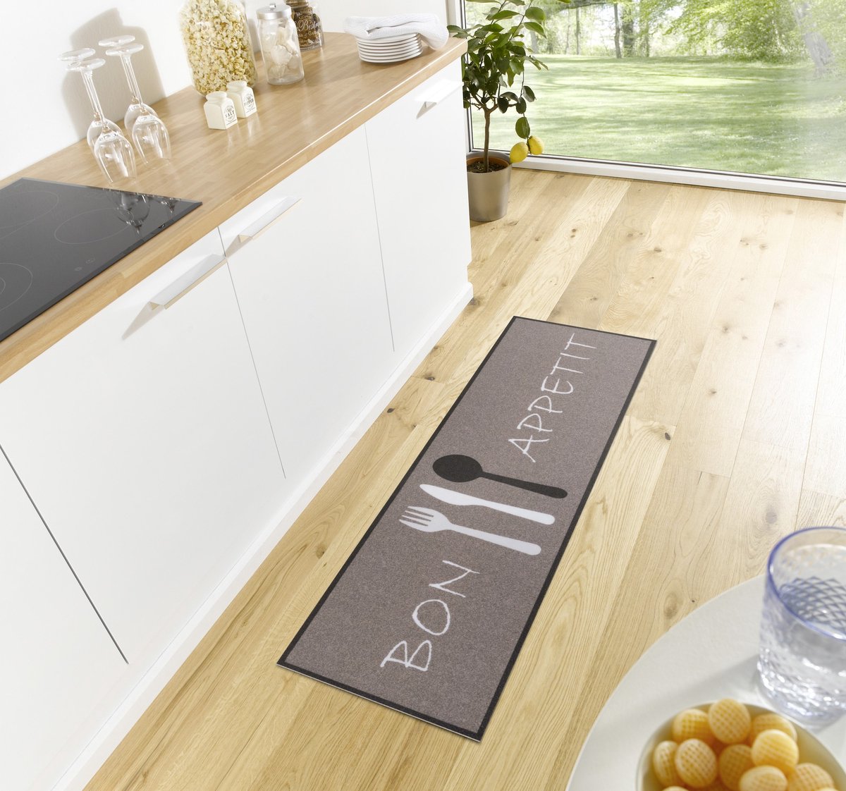 flycarpets Loper - Bon Appetit - Grijs 50x150 cm