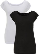 dames shirts bamboe 2-pack mix raglan M Zwart-Wit