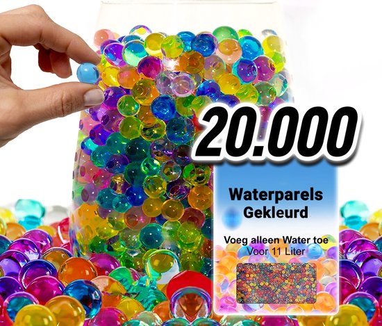 Foto: Comforder waterparels mix gekleurd waterabsorberende balletjes gelballetjes 20 000 stuks 100g voor 11 liter