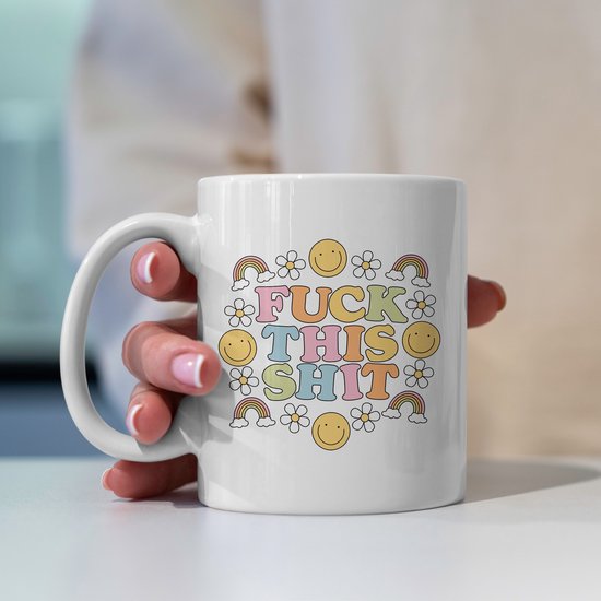 Creasowl® - F*ck this shit - Koffiemok met spreuk - Cadeau voor vrouw - Koffie mok - Grappige cadeaus - Cadeau voor vriendin - Kado zelfvertrouwen - Grappige mok - Cadeautje voor haar - Mokken en bekers - Verjaardag cadeau - Mok met tekst