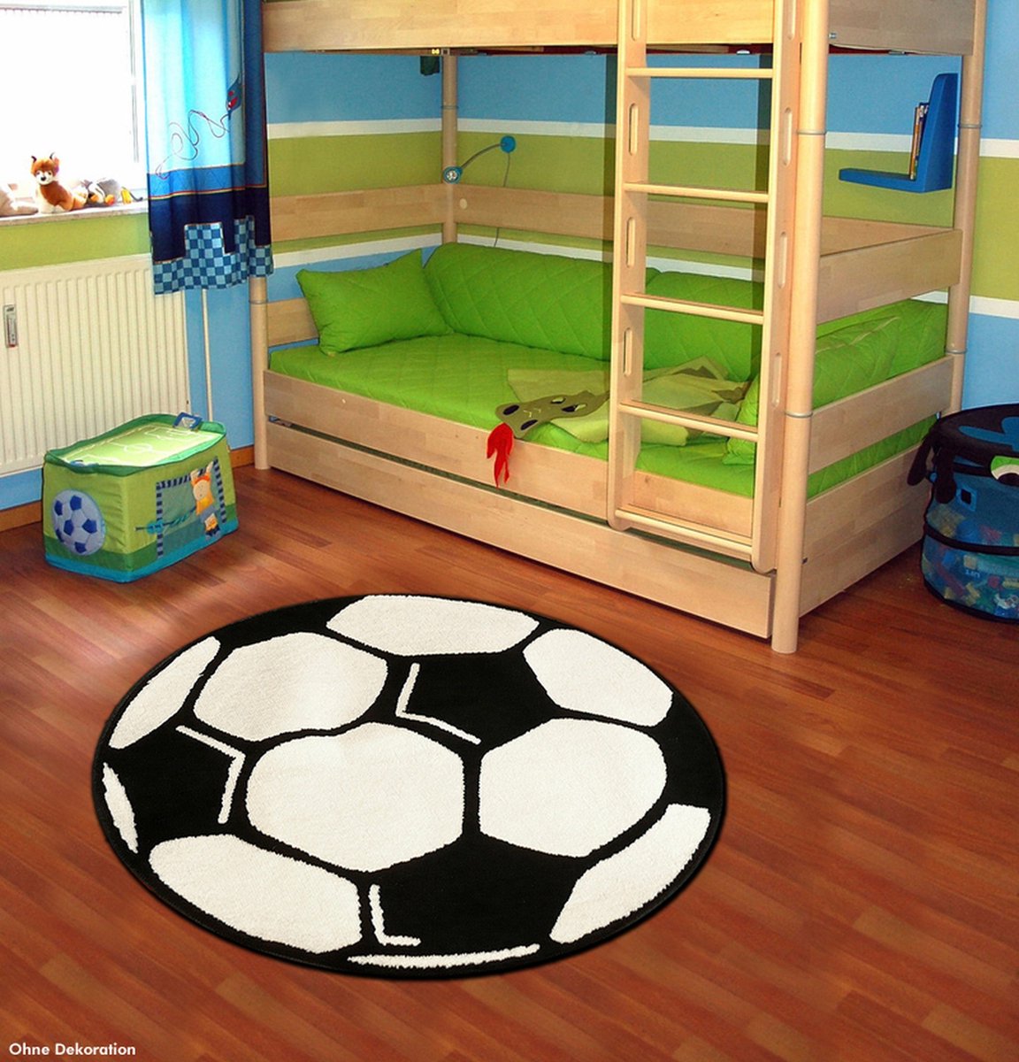 Flycarpets Voetbal Vloerkleed Rond - Zwart / Wit 150cm rond Ø
