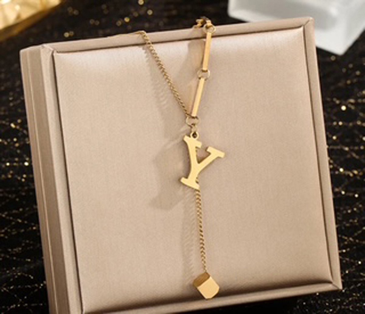 JP Family Jewelry - Luxe Halsketting - Dubbel Verguld RVS, Lengte 40+5 cm - Letter Y