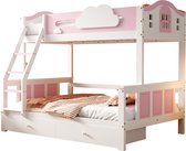 Bol.com Merax Stapelbed 90x200 en 120x200 – Bed met Lades en Trap – Wit met Roze aanbieding
