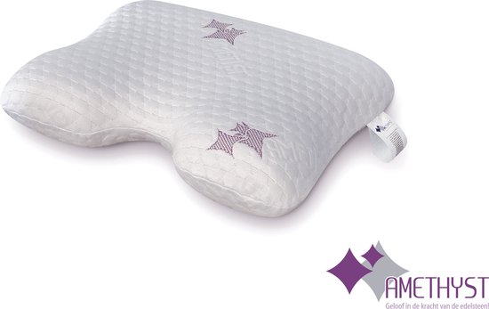 Foto: Amethyst traagschuim kussen smartfoam memoryfoam nasaschuim traagschuim orthopedisch vermindert nekklachten 30 dagen proefslapen