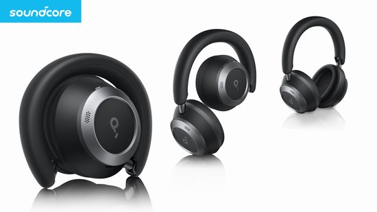 soundcore Space One Pro by Anker - Draadloze Over-ear Koptelefoon Zwart - Headphones - Active Noise Cancelling - Multipoint Connection - 60 uur Accuduur - Bluetooth 5.3 - LDAC - Hi-Res Certified - Klein opvouwbaar