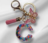 Sleutelhanger Letter C | Sleutelhanger Met Jouw Letter | C | Roze | Vlinder | Gepersonaliseerd Cadeau | Moederdag cadeau | Verjaardagscadeau | Persoonlijk cadeau | Personal Gift | Persoonlijk Geschenk | Tashanger | Sleutelhanger | Bedankt cadeautje