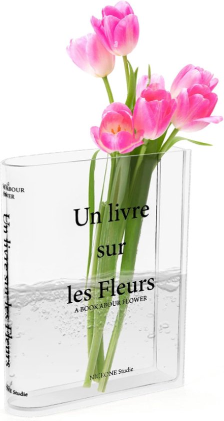 PORPAN boek en vaas voor bloemen, heldere vormige vaas, moderne decoratie voor thuis, kantoor, slaapkamer, woonkamer, eettafel