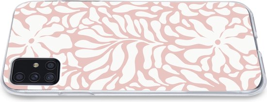 Coque de téléphone compatible avec Samsung Galaxy A52 5G - Fleurs - Motif - Rose - Wit - Coque de téléphone en Siliconen Coque de téléphone