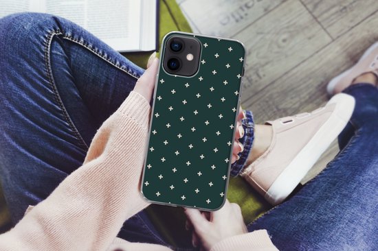 Coque de téléphone compatible avec iPhone 12 - Motif Plus - Vert - Wit - Imprimé - Siliconen Coque de téléphone Coque de téléphone