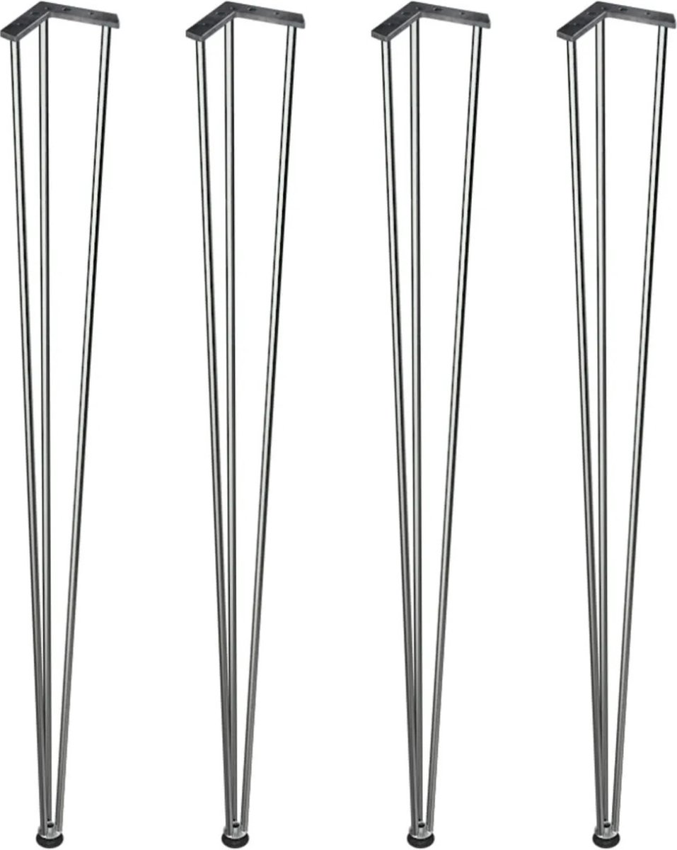 KAIA Tafelpoten - Set van 4 - Metalen Meubelpoten - 42 cm - Zilver