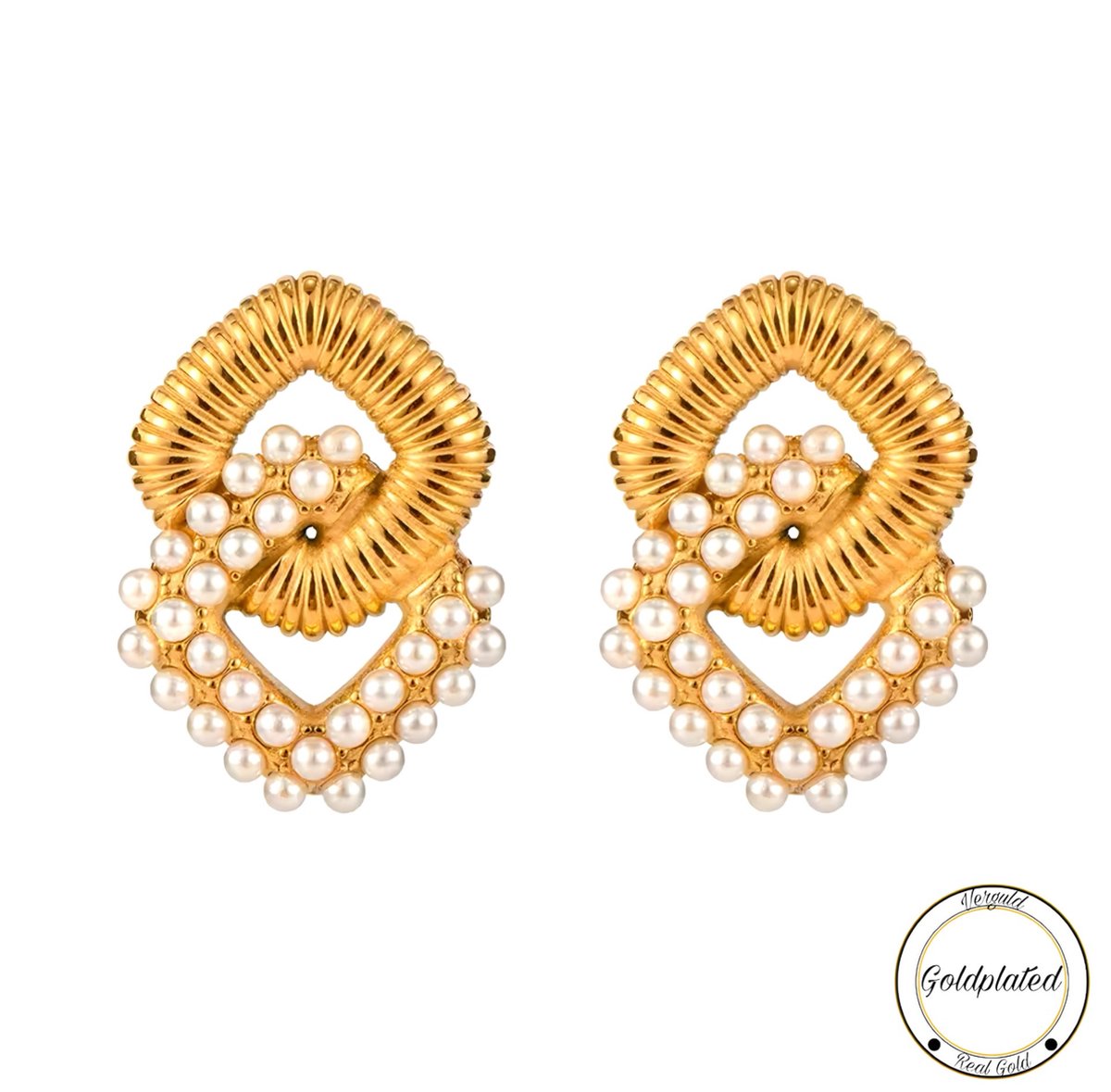 Borasi Statement Parel Oorbellen | Goldplated | Goud Kleurig | Dames Sieraden | Dames Oorbellen |