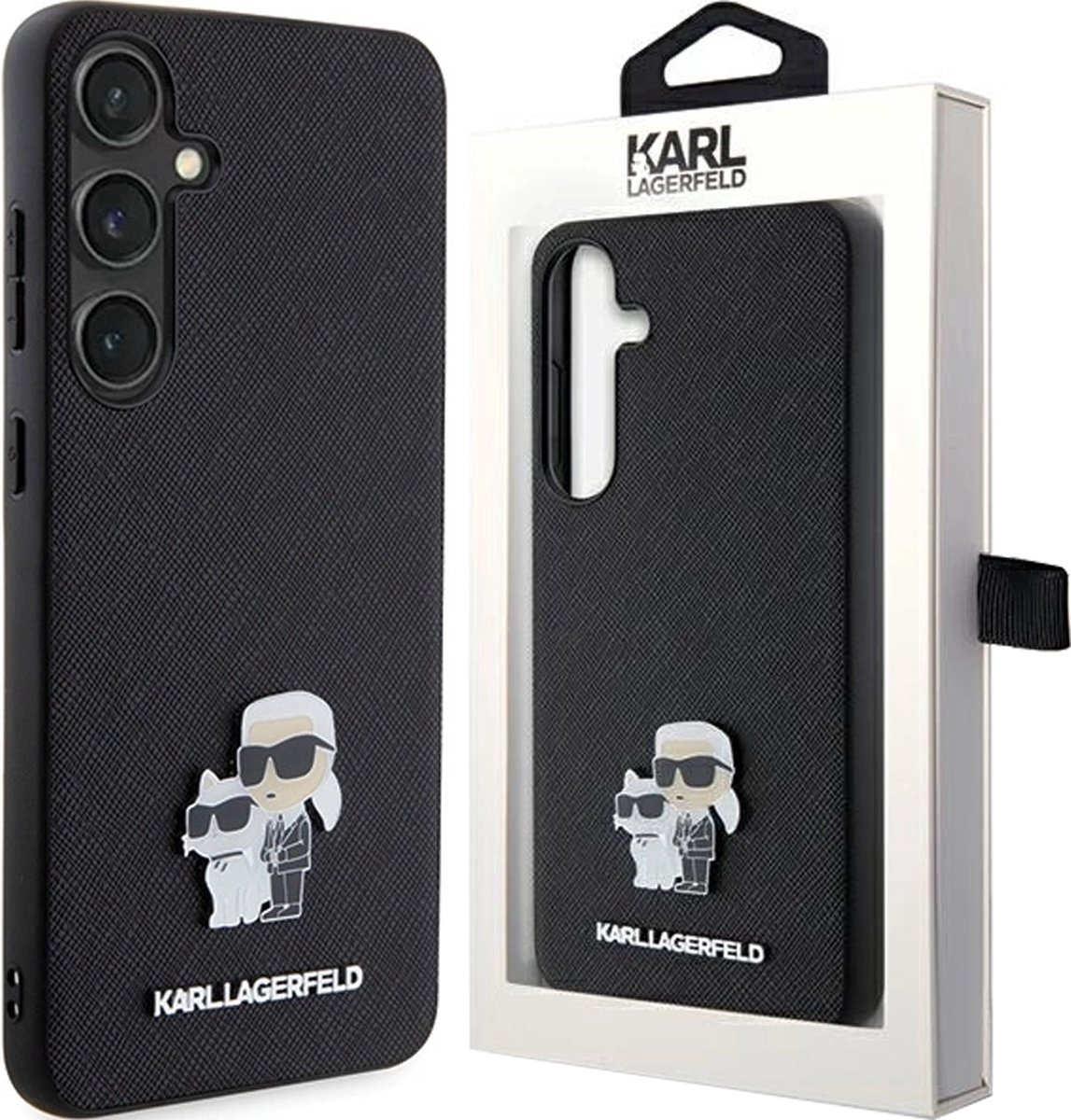 Karl Lagerfeld Backcase hoesje geschikt voor Samsung Galaxy S24 - Effen Zwart - Kunstleer